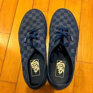 Women’s Blue Checkered Vans Size 7 Fun Stylish Lightly Worn